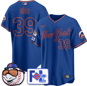 Men's New York Mets Blue Road 2025 Spring Training Jersey - All Stitched Blue  Edwin Díaz - 39