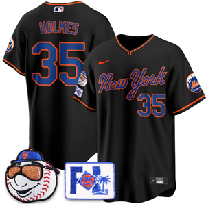 Men's New York Mets Blue Road 2025 Spring Training Jersey - All Stitched Clay Holmes - 35