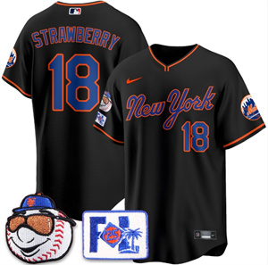Men's New York Mets Blue Road 2025 Spring Training Jersey - All Stitched Darryl Strawberry - 18