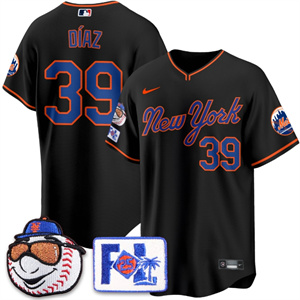 Men's New York Mets Blue Road 2025 Spring Training Jersey - All Stitched Edwin Díaz - 39