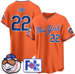 Men's New York Mets Blue Road 2025 Spring Training Jersey - All Stitched Orange Jose Siri - 22