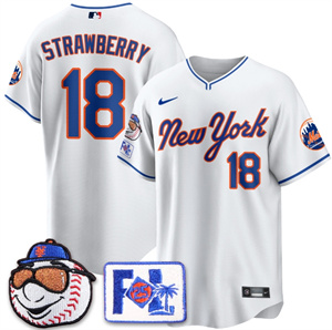 Men's New York Mets Blue Road 2025 Spring Training Jersey - All Stitched White  Darryl Strawberry - 18