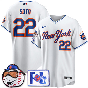Men's New York Mets Blue Road 2025 Spring Training Jersey - All Stitched White  Juan Soto - 22