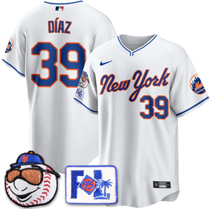 Men's New York Mets Blue Road 2025 Spring Training Jersey - All Stitched White Edwin Díaz - 39