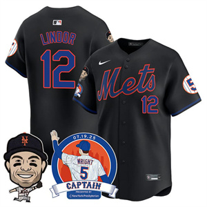 Men's New York Mets David Wright Mets Legend Jersey V2 - All Stitched Francisco Lindor - 12