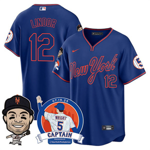 Men's New York Mets David Wright Mets Legend Jersey V2 - All Stitched Francisco Lindor ##12