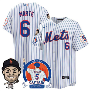 Men's New York Mets David Wright Mets Legend Jersey V2 - All Stitched Starling Marte #  6
