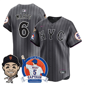 Men's New York Mets David Wright Mets Legend Jersey V2 - All Stitched Starling Marte  6