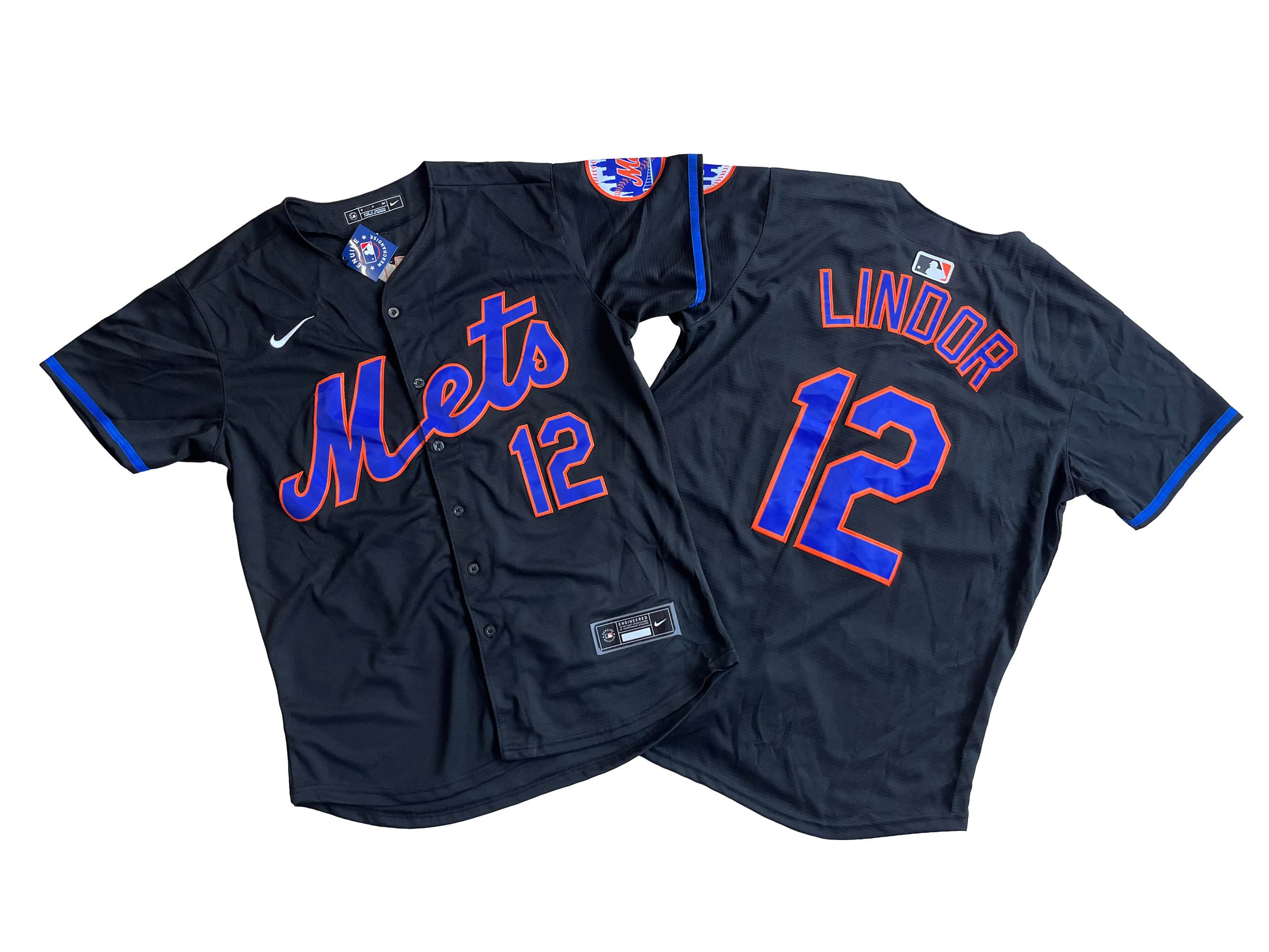 Men's New York Mets Francisco Lindor Nike Black Alternate Limited Player Jersey.
