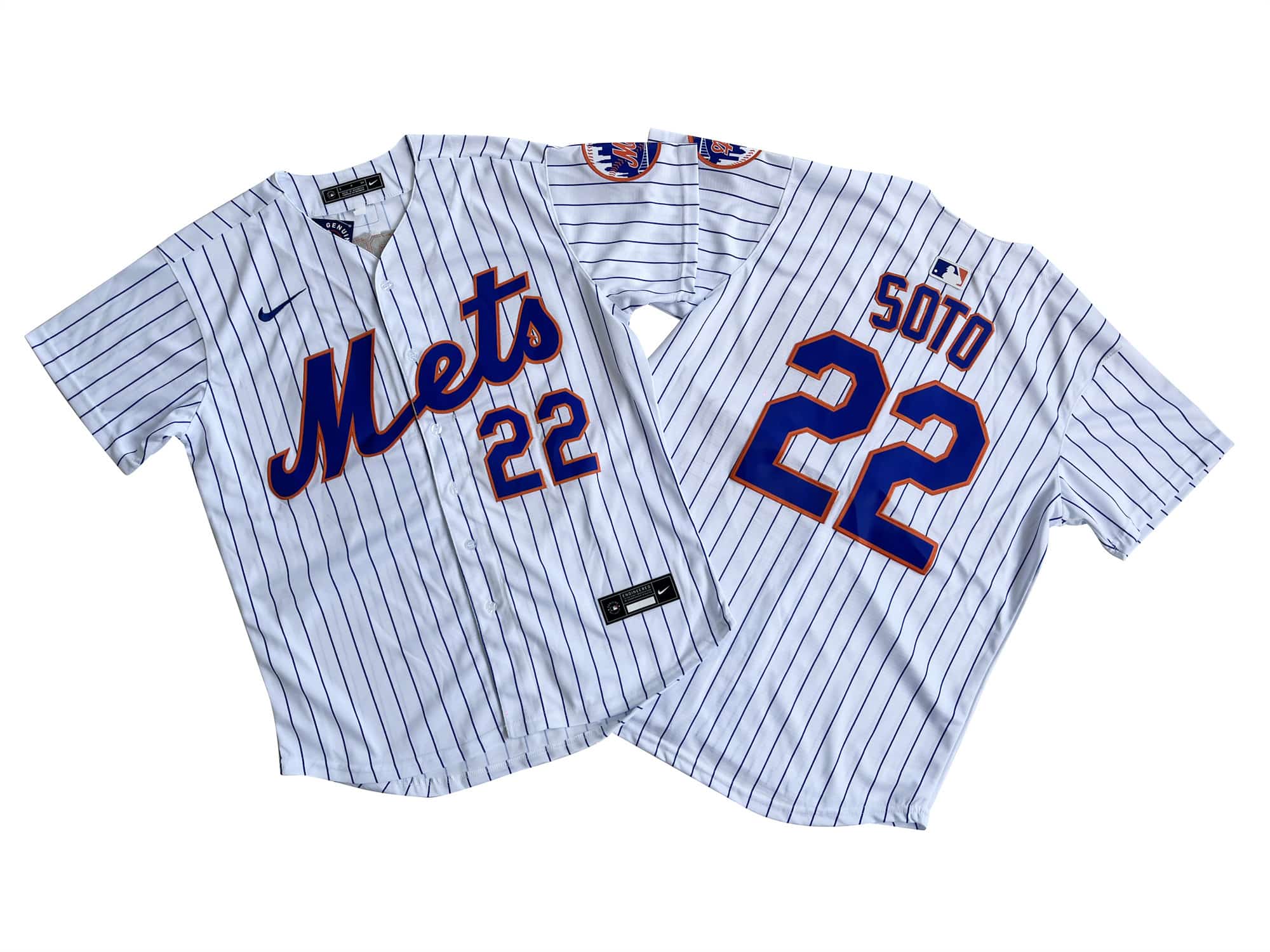 Men's New York Mets Juan Soto 22# Nike White Home Limited Player Jersey.