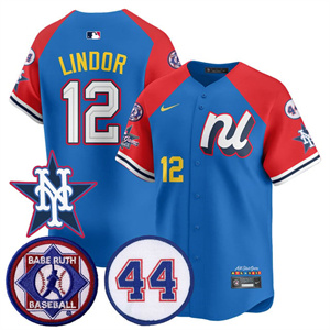 Men's New York Mets National League 2025 MLB All-Star Jersey V3 - All Stitched Francisco Lindor   -  12