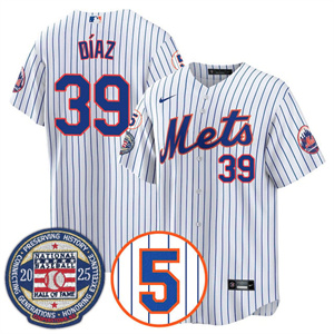 Men's New York Mets Number Retirement & Hall of Fame Gold Jersey - All Stitched Edwin Díaz -# 39