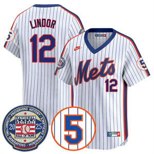 Men's New York Mets Number Retirement & Hall of Fame Gold Jersey - All Stitched Francisco Lindor    - 12
