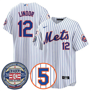 Men's New York Mets Number Retirement & Hall of Fame Gold Jersey - All Stitched Francisco Lindor  12