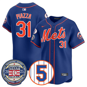 Men's New York Mets Number Retirement & Hall of Fame Gold Jersey - All Stitched Mike Piazza -  31