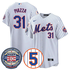 Men's New York Mets Number Retirement & Hall of Fame Gold Jersey - All Stitched Mike Piazza  31