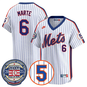 Men's New York Mets Number Retirement & Hall of Fame Gold Jersey - All Stitched Starling Marte -     6