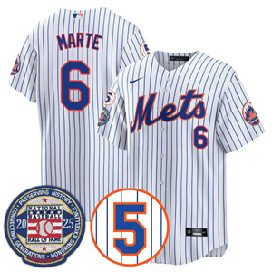 Men's New York Mets Number Retirement & Hall of Fame Gold Jersey - All Stitched Starling Marte   6