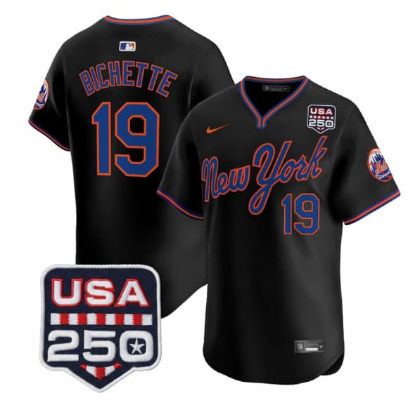 Men's New York Mets Road Alternate & 250America Patch Vapor Limited Jersey - All Stitched Bo Bichette   19