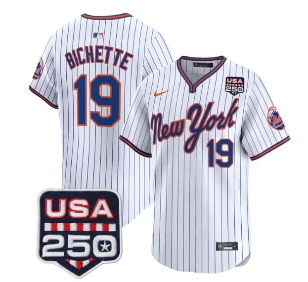 Men's New York Mets Road Alternate & 250America Patch Vapor Limited Jersey - All Stitched Bo Bichette 19