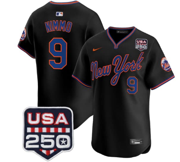 Men's New York Mets Road Alternate & 250America Patch Vapor Limited Jersey - All Stitched Brandon Nimmo   9