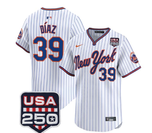 Men's New York Mets Road Alternate & 250America Patch Vapor Limited Jersey - All Stitched Edwin Díaz 39