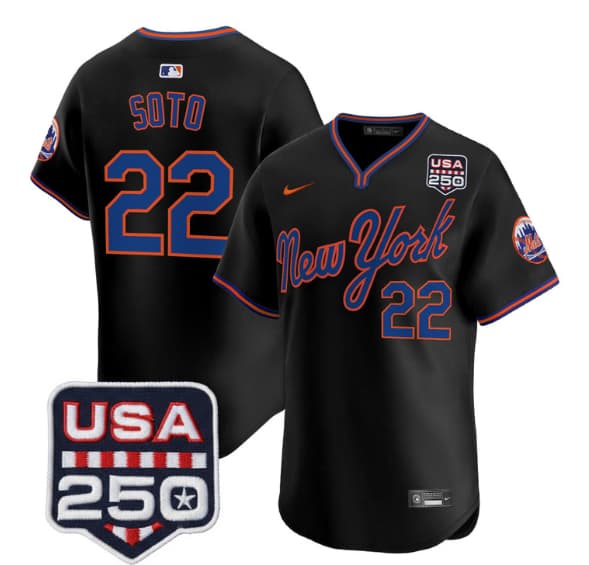 Men's New York Mets Road Alternate & 250America Patch Vapor Limited Jersey - All Stitched Juan Soto  22
