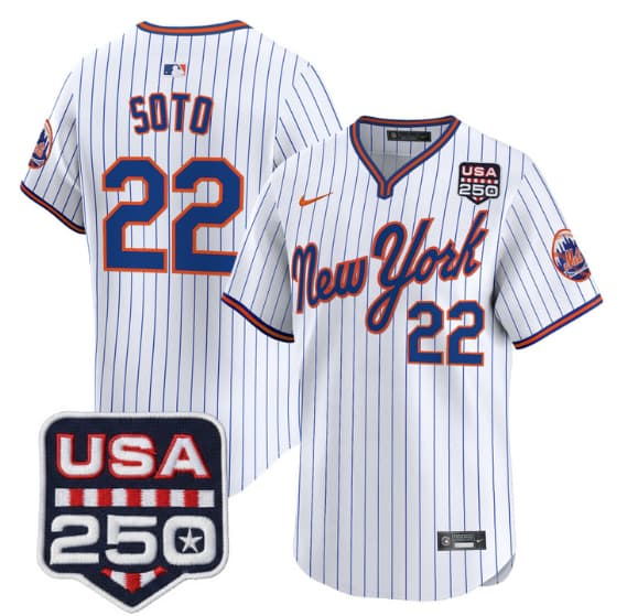 Men's New York Mets Road Alternate & 250America Patch Vapor Limited Jersey - All Stitched Juan Soto 22
