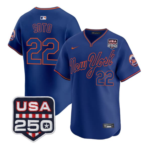 Men's New York Mets Road Alternate & 250America Patch Vapor Limited Jersey - All Stitched Juan Soto
