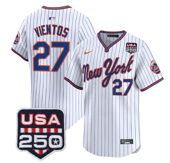 Men's New York Mets Road Alternate & 250America Patch Vapor Limited Jersey - All Stitched Mark Vientos 27
