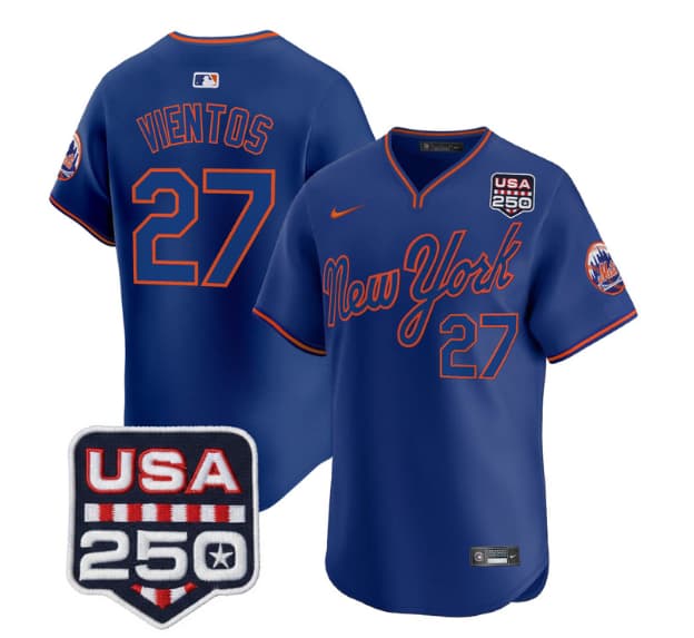 Men's New York Mets Road Alternate & 250America Patch Vapor Limited Jersey - All Stitched Mark Vientos