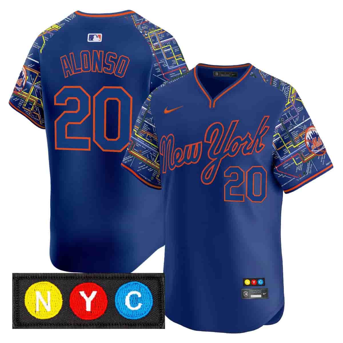 Men's New York Mets Subway Style Vapor Premier Limited Jersey - Stitched      Pete Alonso