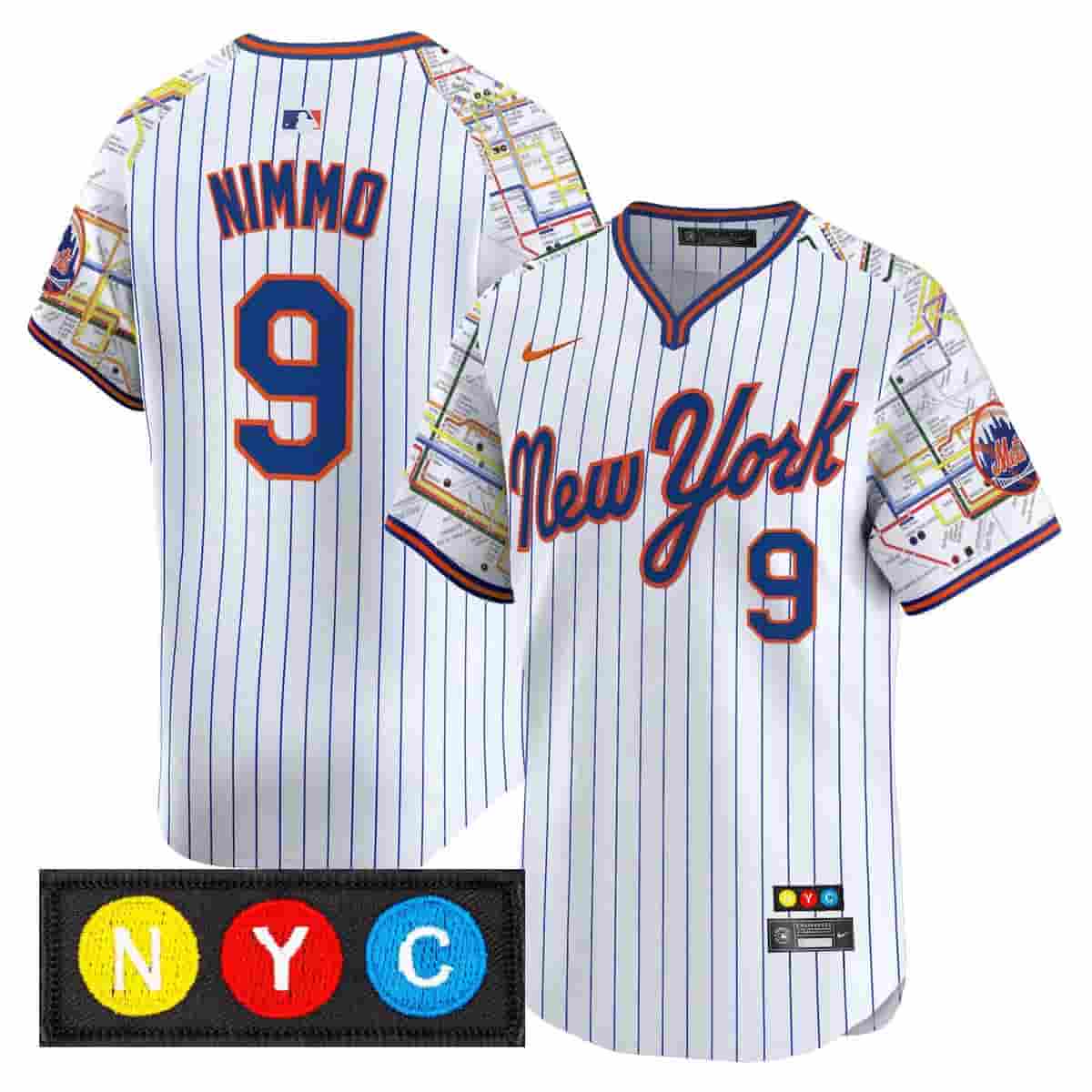 Men's New York Mets Subway Style Vapor Premier Limited Jersey - Stitched Brandon Nimmo  9