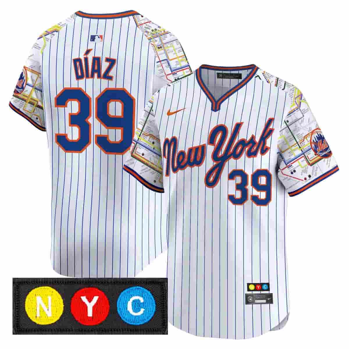 Men's New York Mets Subway Style Vapor Premier Limited Jersey - Stitched Edwin Díaz  39