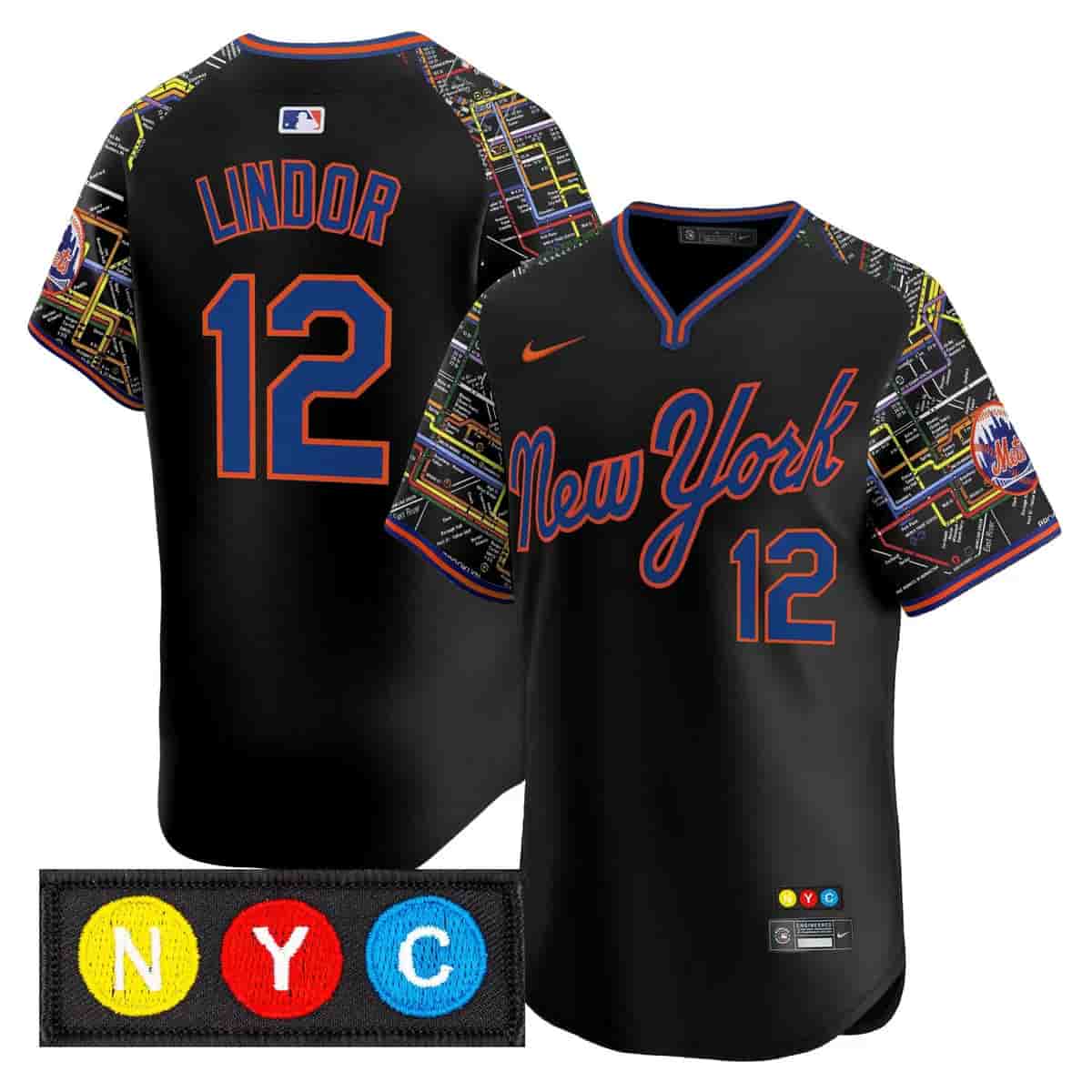 Men's New York Mets Subway Style Vapor Premier Limited Jersey - Stitched Francisco Lindor   12