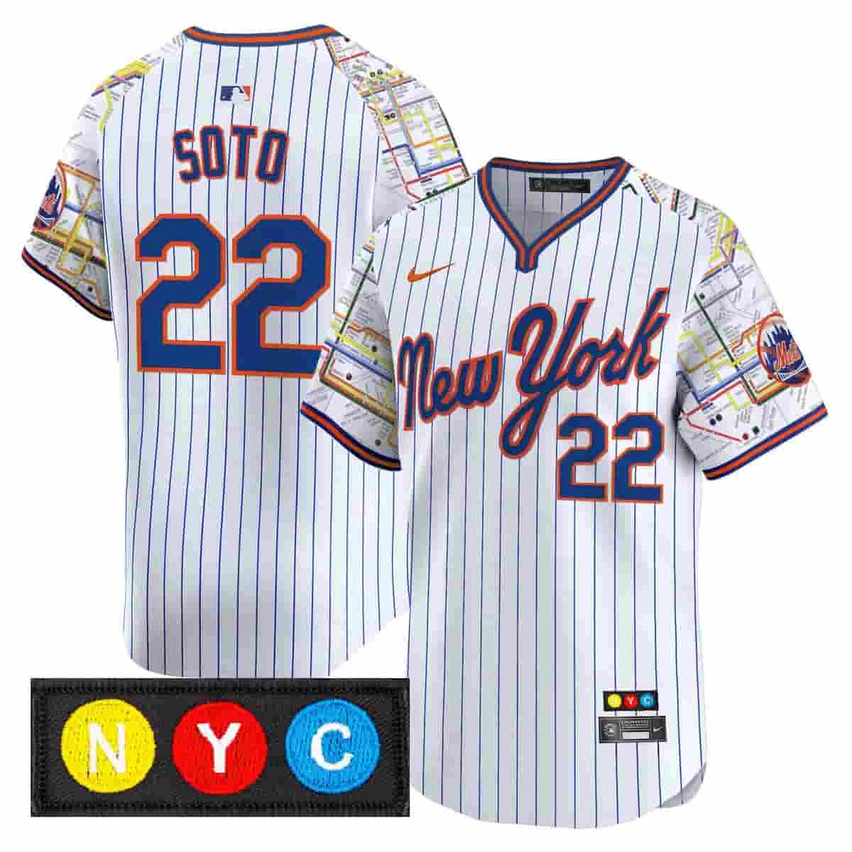 Men's New York Mets Subway Style Vapor Premier Limited Jersey - Stitched Juan Soto  22