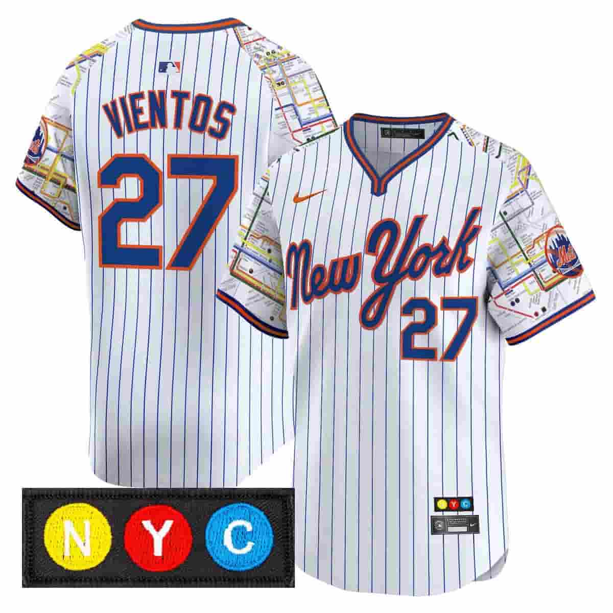 Men's New York Mets Subway Style Vapor Premier Limited Jersey - Stitched Mark Vientos   27
