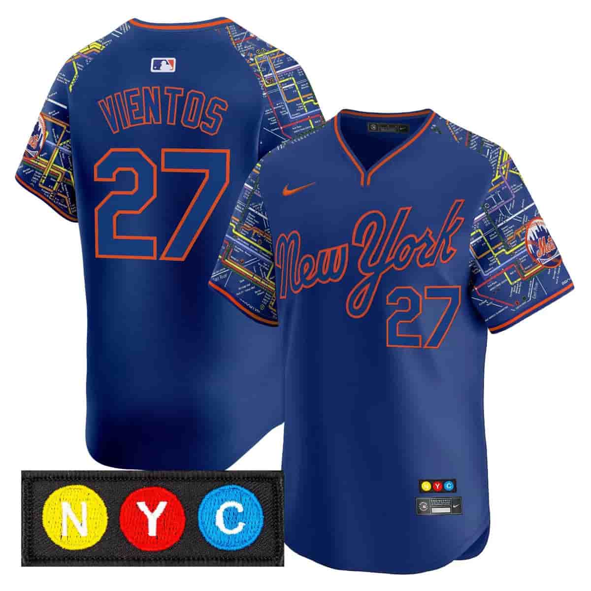 Men's New York Mets Subway Style Vapor Premier Limited Jersey - Stitched Mark Vientos  27