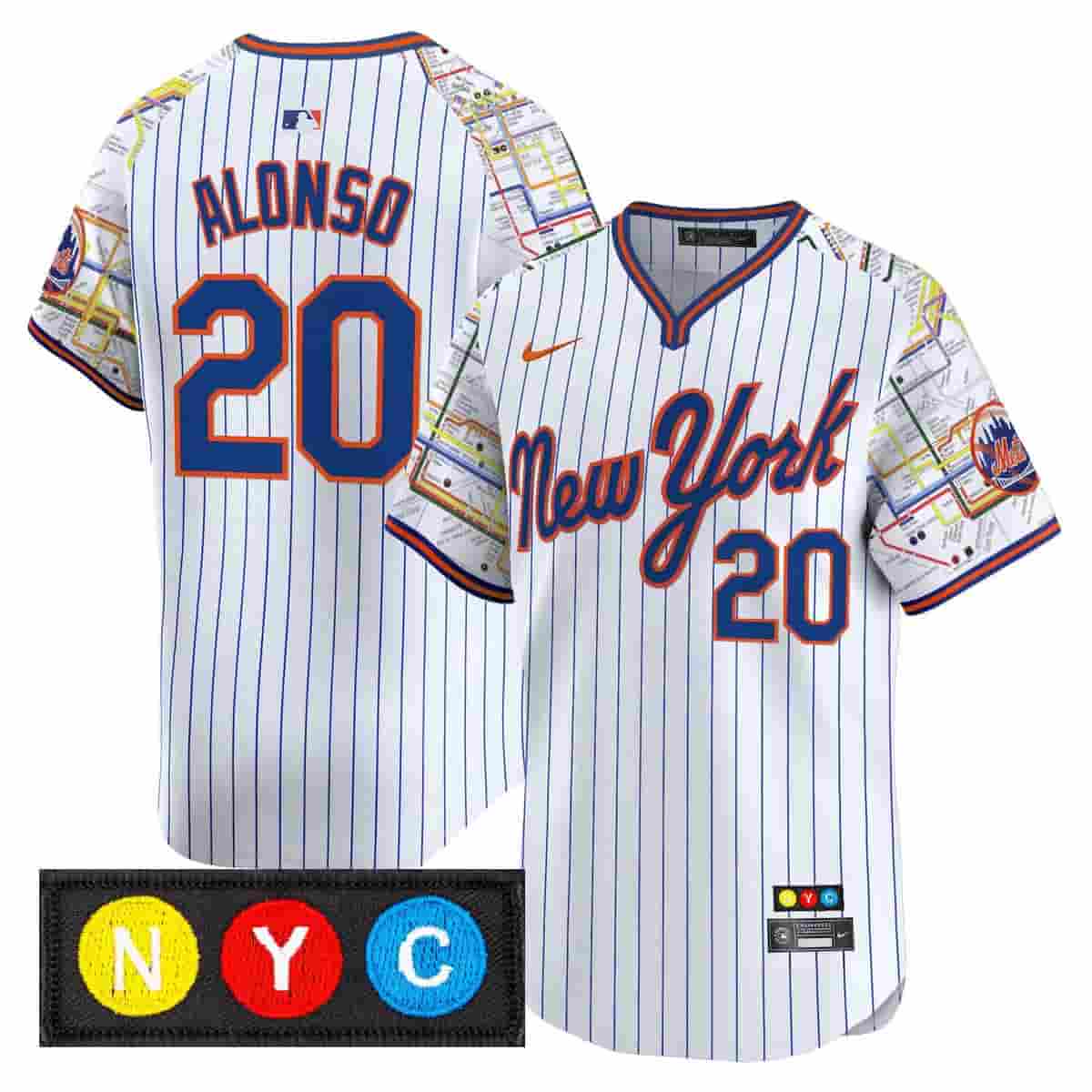 Men's New York Mets Subway Style Vapor Premier Limited Jersey - Stitched Pete Alonso  20