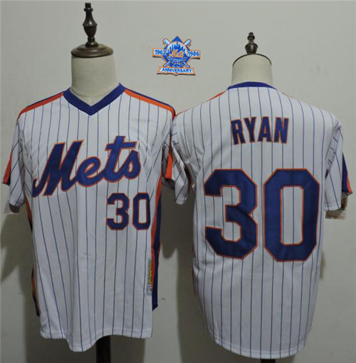 Men's New York Mets Throwback Player #30 Nolan Ryan White Pullover Baseball Jersey