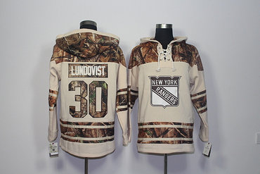 Men's New York Rangers #30 Henrik Lundqvist Old Time Hockey Natural Realtree Camo Xtra Lacer Hoodie