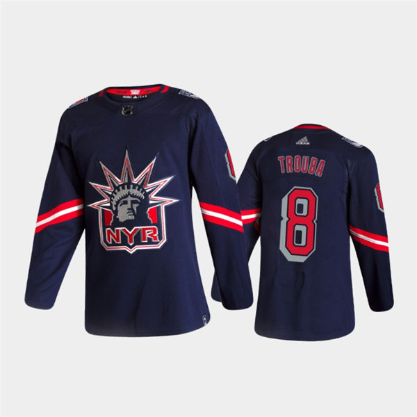 Men's New York Rangers #8 Jacob Trouba Reverse Navy adidas 2020-21 NHL REVERSE RETRO JERSEYS Stitched