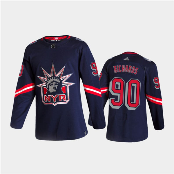 Men's New York Rangers #90 Justin Richards Navy adidas 2020-21 NHL REVERSE RETRO JERSEYS Stitched