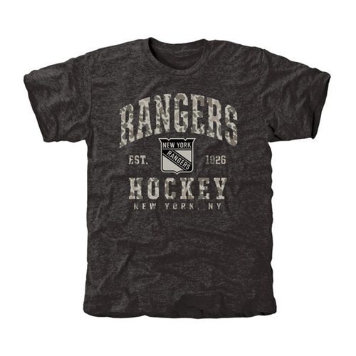 Men's New York Rangers Black Camo Stack T-Shirt