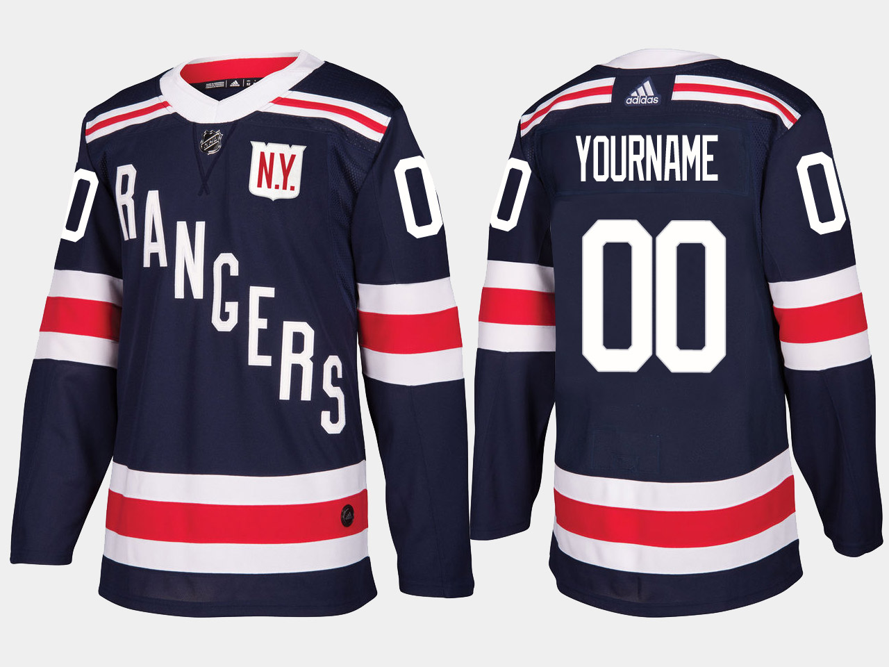 Men's New York Rangers Custom adidas 2018 Winter Classic Authentic Navy Jersey Stitched