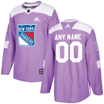 Men's New York Rangers Custom adidas Purple Hockey Fights Cancer Practice Jersey Stitched