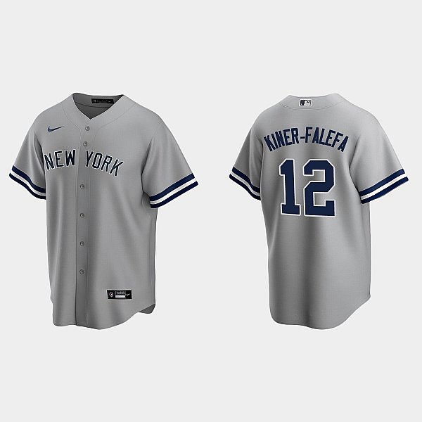 Men's New York Yankees #12 Isiah Kiner-Falefa Grey Road with Name Cool Base Jersey