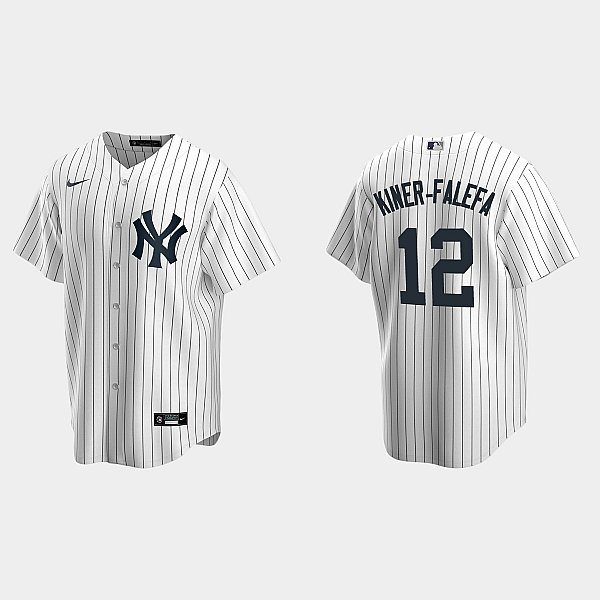 Men's New York Yankees #12 Isiah Kiner-Falefa White Home with Name Cool Base Jersey