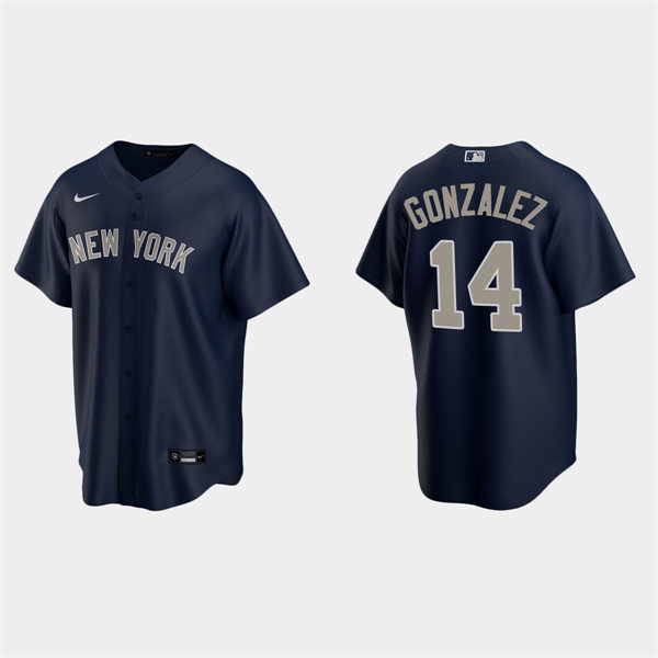 Men's New York Yankees #14 Marwin Gonzalez Navy Alternate 2nd with Name New York Cool Base Jersey