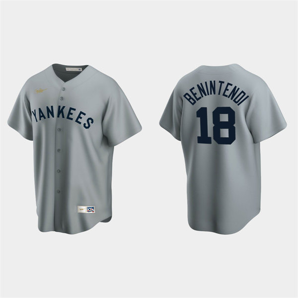 Men's New York Yankees #18 Andrew Benintendi Nike Gray Road Cooperstown Collection Jersey
